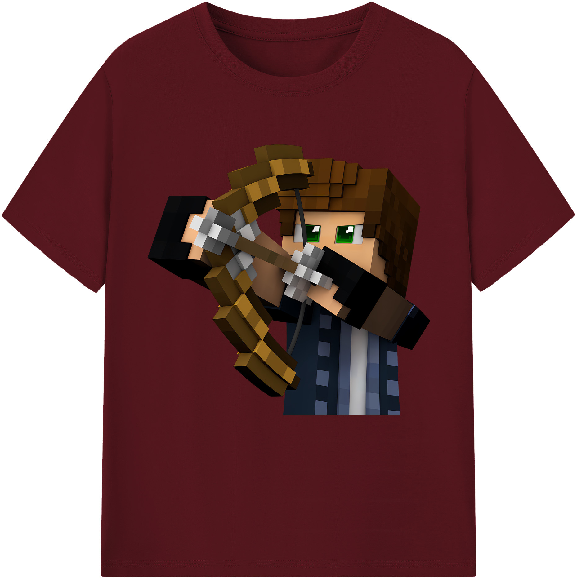 （画像用） マインクラフト ブロックの世界 Minecraft MC Block world 綿100％半袖Tシャツ（フロントプリント）